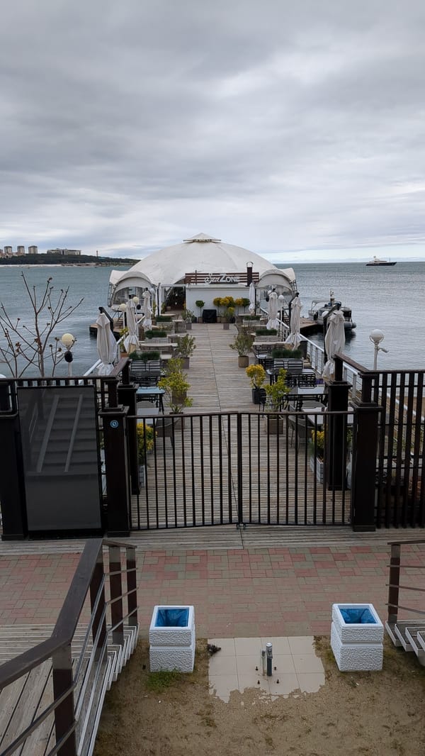 Morning scenes captured along Gelendzhik waterfront promenade