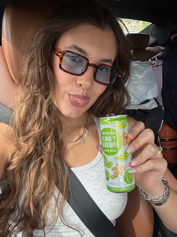 Woman takes selfie in car in Guadalajara, Spain