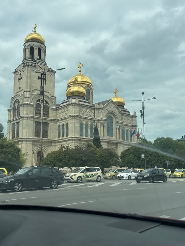 Cathedral with golden domes photographed in Varna, Bulgaria