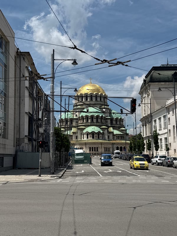 Morning walking tour documents central Sofia landmarks and streetscapes