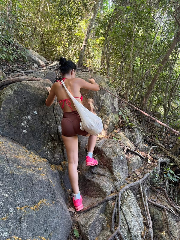 Rocky jungle trail hike in Ban Bang Khao, Thailand