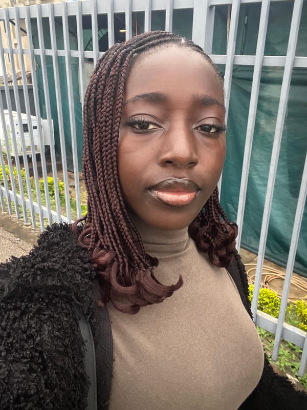 Woman with braided hair observed outdoors in Karum, Nigeria