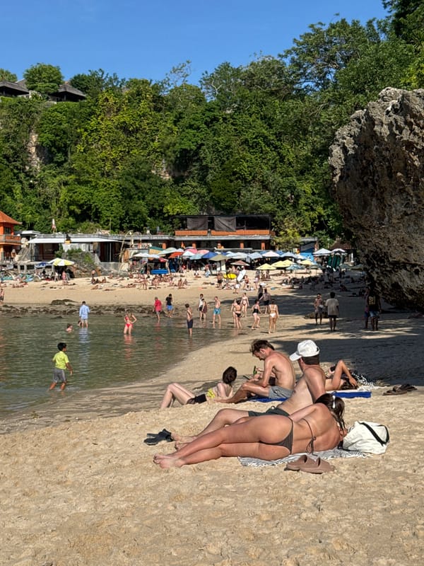Morning beach activity captured at Kuta Selatan, Indonesia