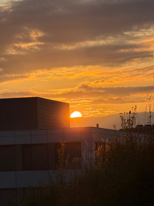 Sunset fades to dusk over Leudelange, Luxembourg
