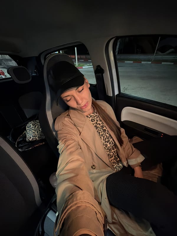Person rests in car during nighttime stop in Bulgaria