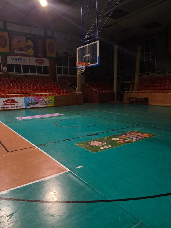 Basketball court documented in Dobrich gymnasium