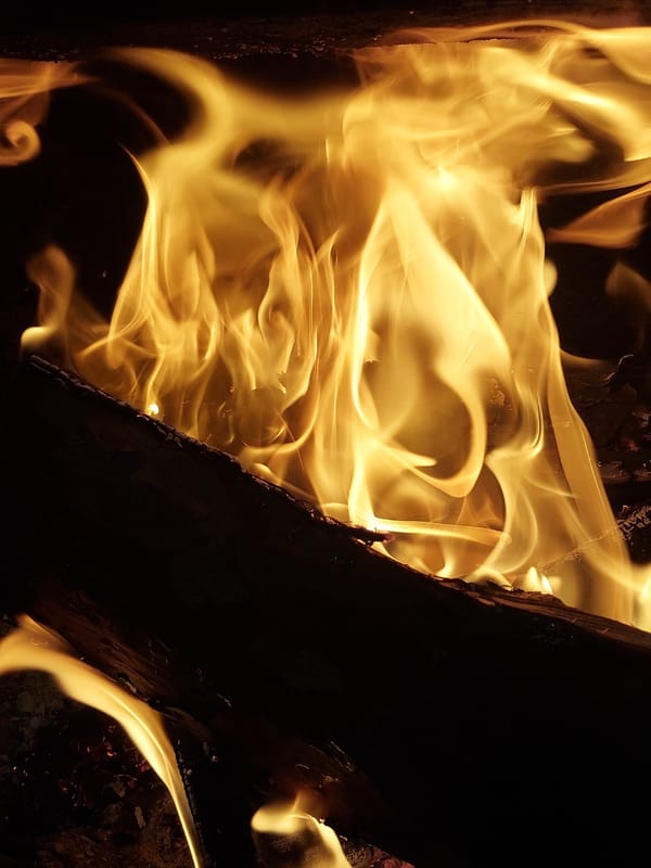 Fire burns wood in Nedelino, Bulgaria