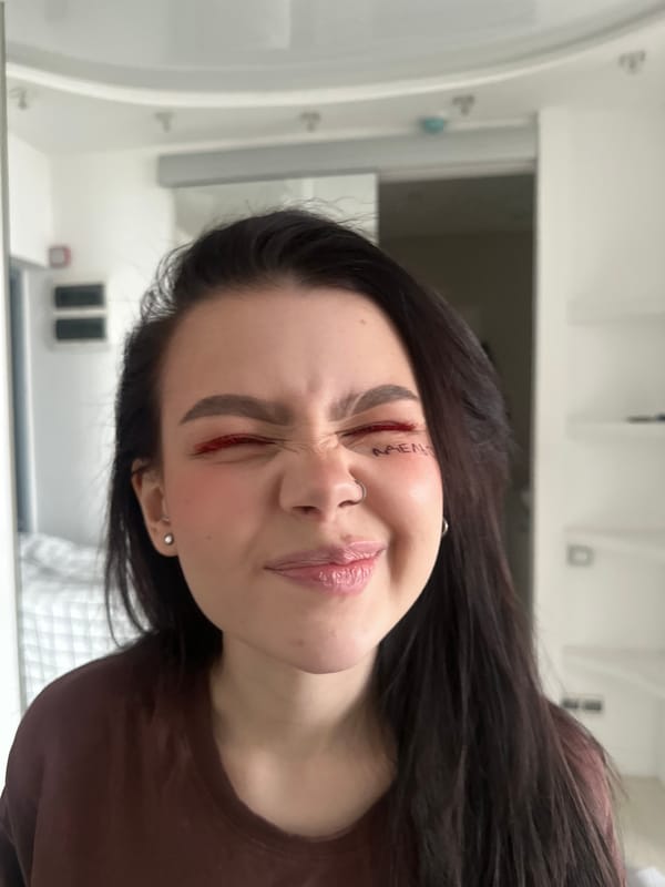 Woman makes facial expression in close-up photo in Khimki