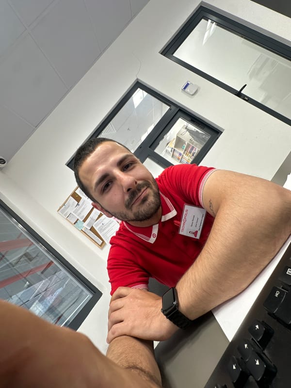Electronics store employee documents workday in Lovech, Bulgaria