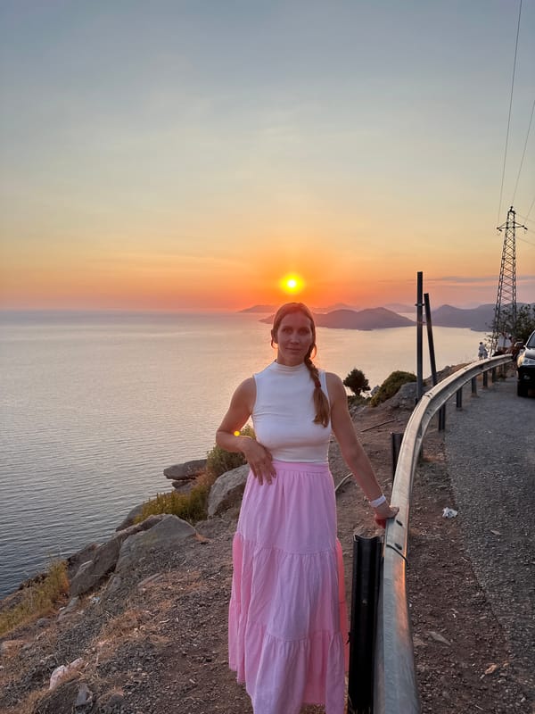 Sunset on the cliffs above Fethiye, Aegean views all around
