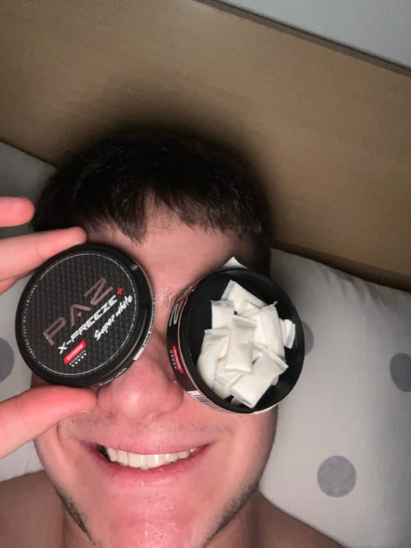 Person photographed in bed with tobacco product in Sofia