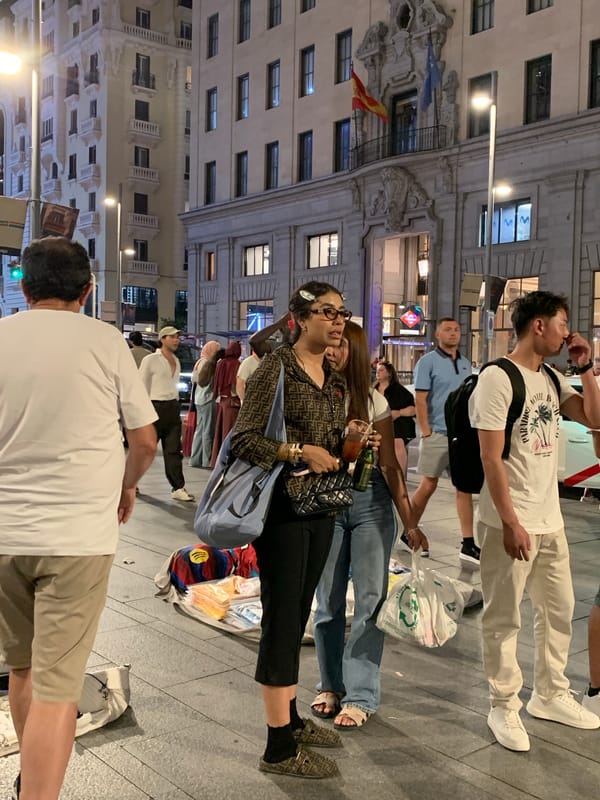 Summer night on the streets of central Madrid