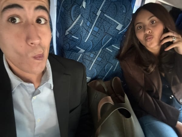 Two people take selfie on Mexico City transit