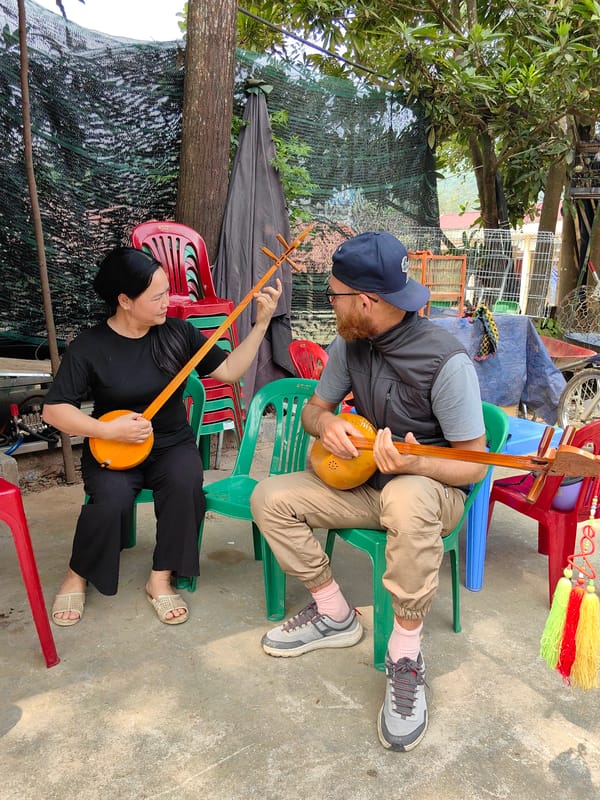 Traditional music session captured in Vietnamese commune