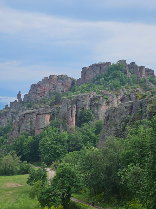 Tourist documents Bulgaria's famous Belogradchik Rocks geological formation