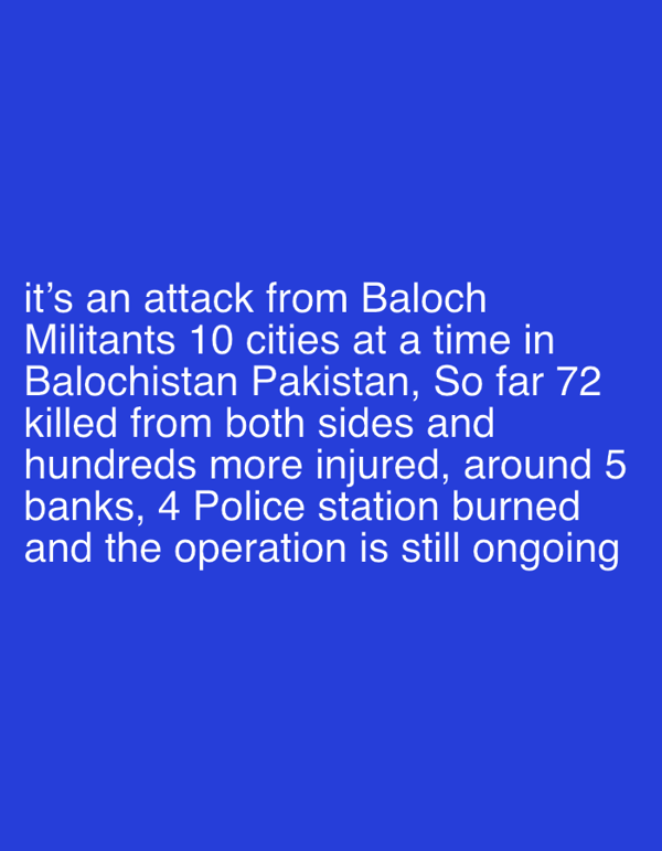 Unconfirmed report claims coordinated Baloch militant attacks across Balochistan