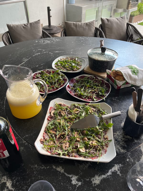 Outdoor dinner preparation captured in San Bernardino Tlaxcalancingo