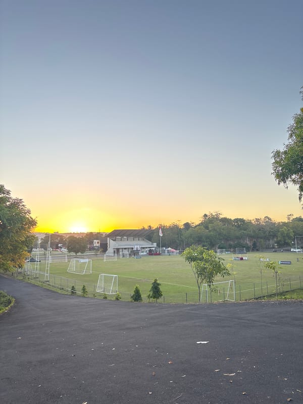 Soccer field observed at sunset in Kuta Selatan