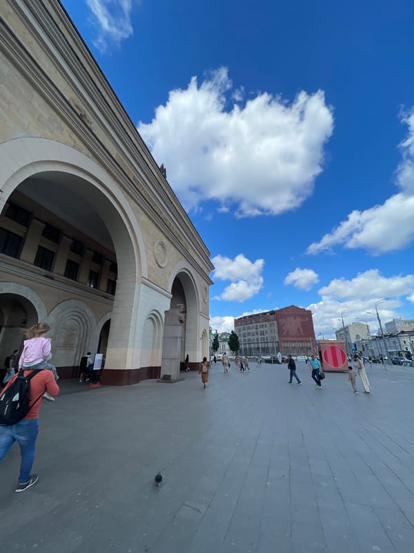 Moscow street and metro scenes on a bright summer morning