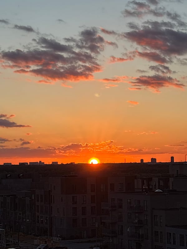 Sunset photographed amid urban landscape in Copenhagen