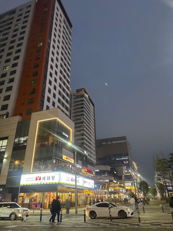 Nighttime street scenes documented in Gimpo-si, South Korea