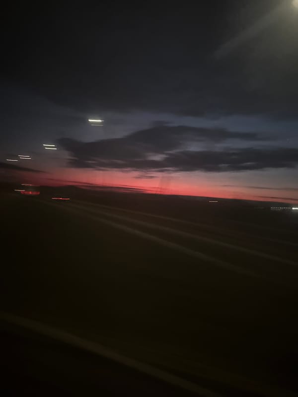 Twilight light streak captured from vehicle in Belyi Rast