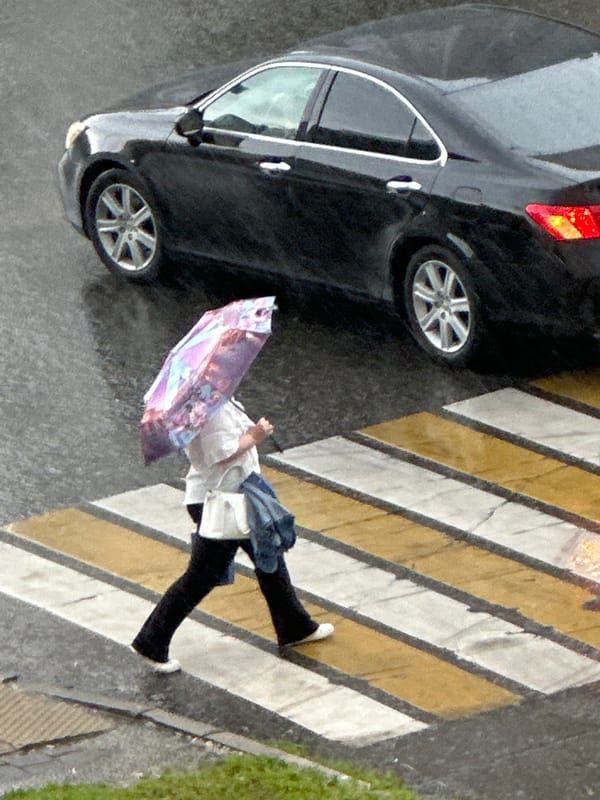 Podolsk caught in a midday summer downpour