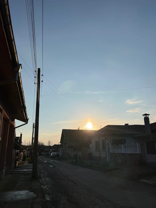 Sun illuminates street during golden hour in Dolni Dabnik