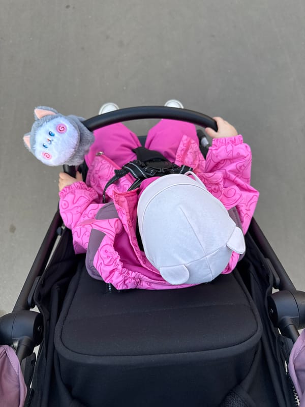 Mother takes selfie with child in stroller in Moscow