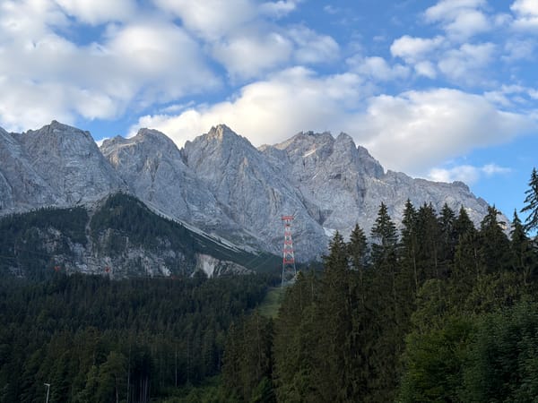 Morning views around the Zugspitze cable car station in Grainau
