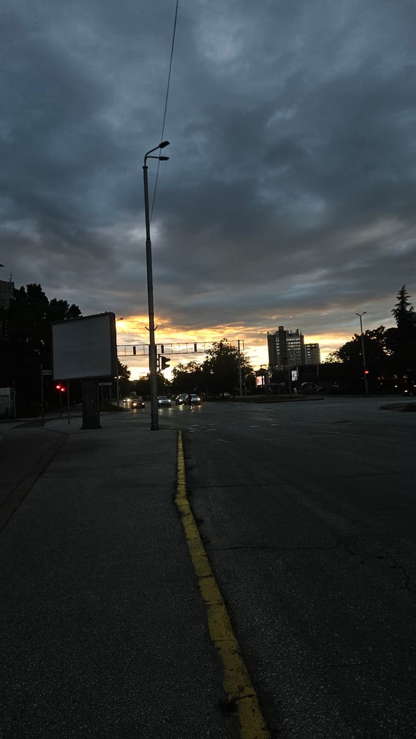 Dramatic storm clouds and golden light observed over Plovdiv