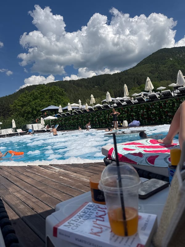 Resort poolside moment captured in Sapareva Banya, Bulgaria