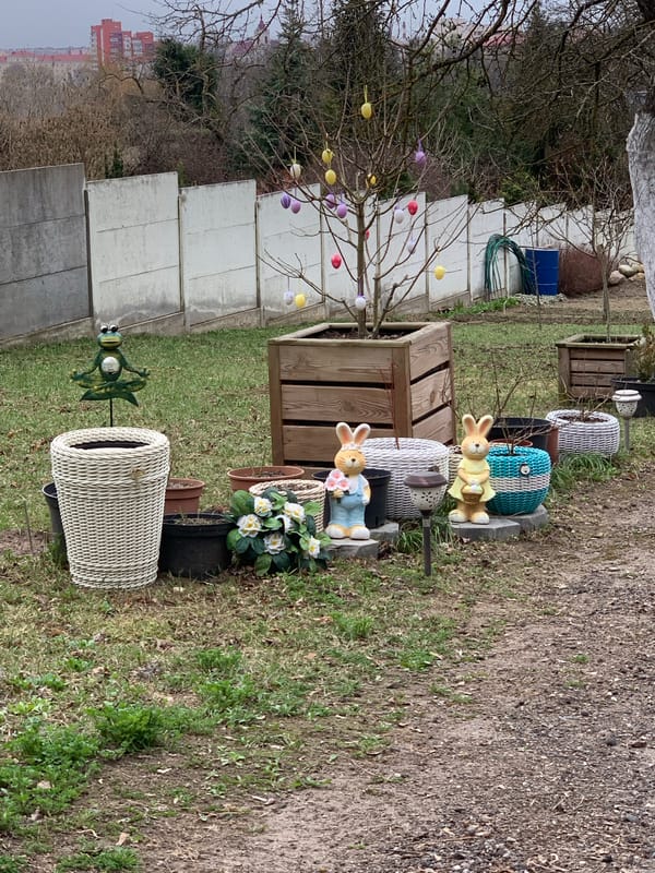 Easter garden display spotted in Hrodna, Belarus