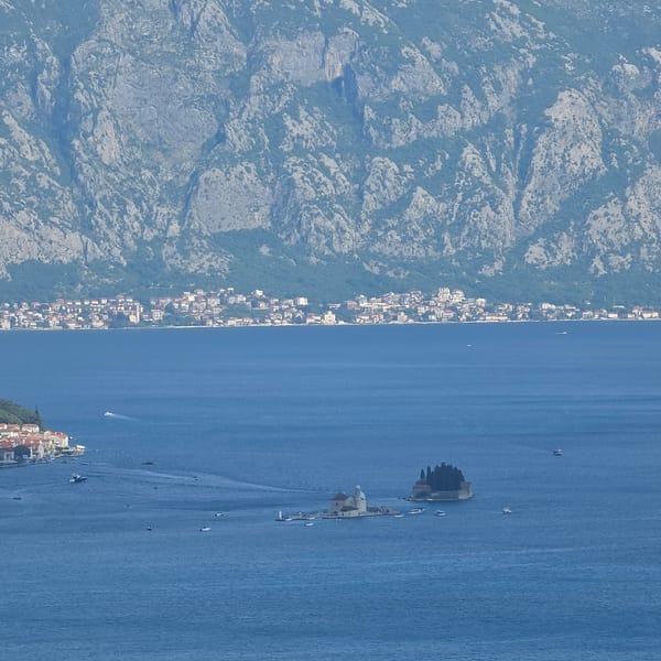 Aerial view captures scenic Morinj bay and mountains