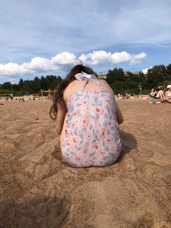 Summer beach day unfolds at Sestroretsk, Russia