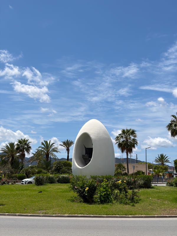 Tourist documents iconic Pacha store cherry decorations in Ibiza