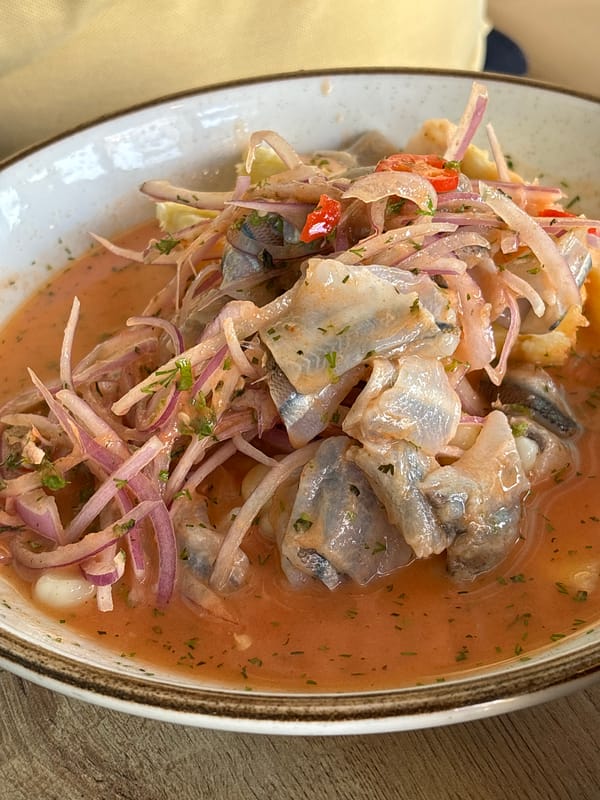 Young diners share traditional Peruvian cuisine in Ancón