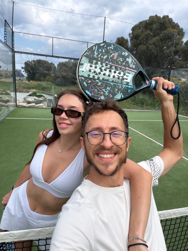 Couple plays padel tennis in Larnaca, Cyprus