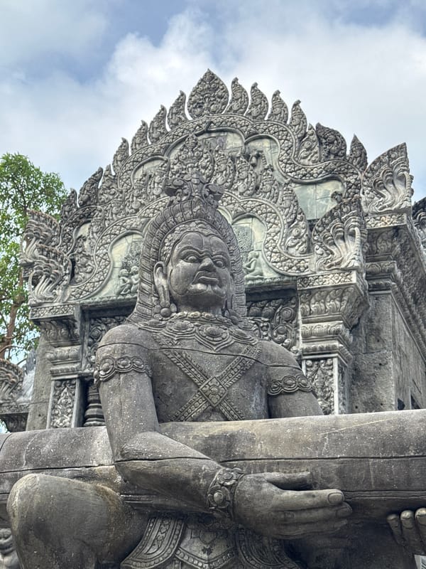 Stone temple carvings and guardian statues, Koh Phangan