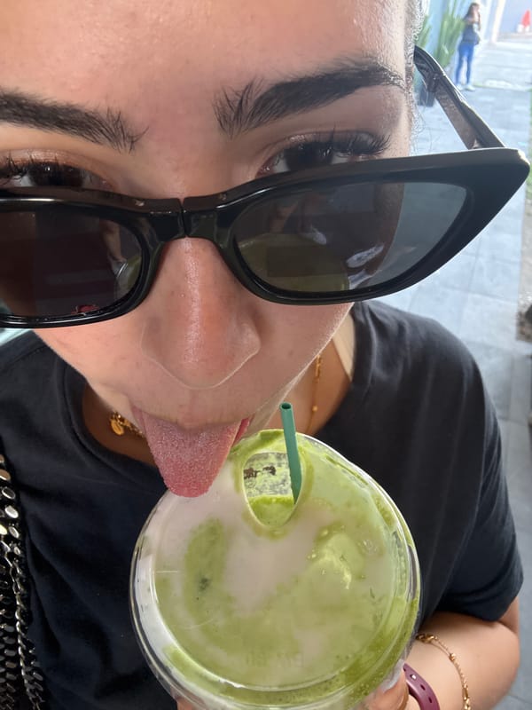 Social gathering at Puebla juice bar features green drinks, selfies
