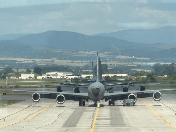 Midday activity across Sofia Airport's tarmac and terminals