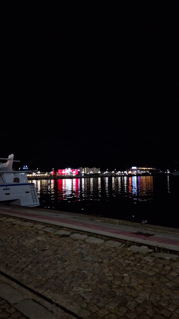 Evening waterfront scenes documented in Varna, Bulgaria