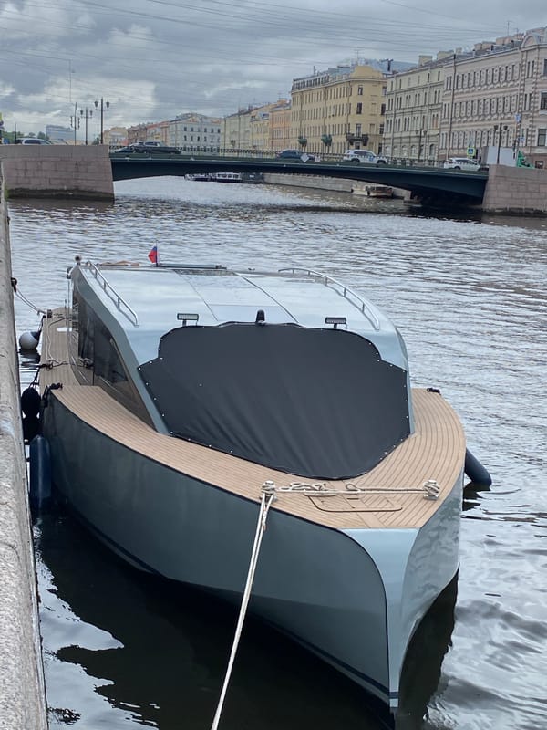 Saint Petersburg canals and bridges on an overcast summer morning