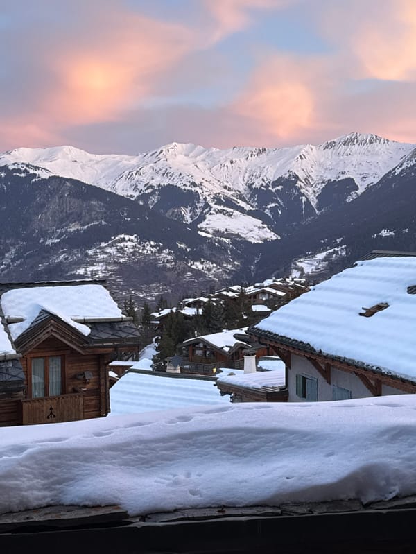 Woman documents Alpine sunrise routine in Courchevel ski resort