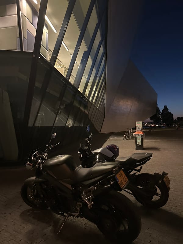Dusk at Amsterdam's EYE Film Museum and IJ waterfront