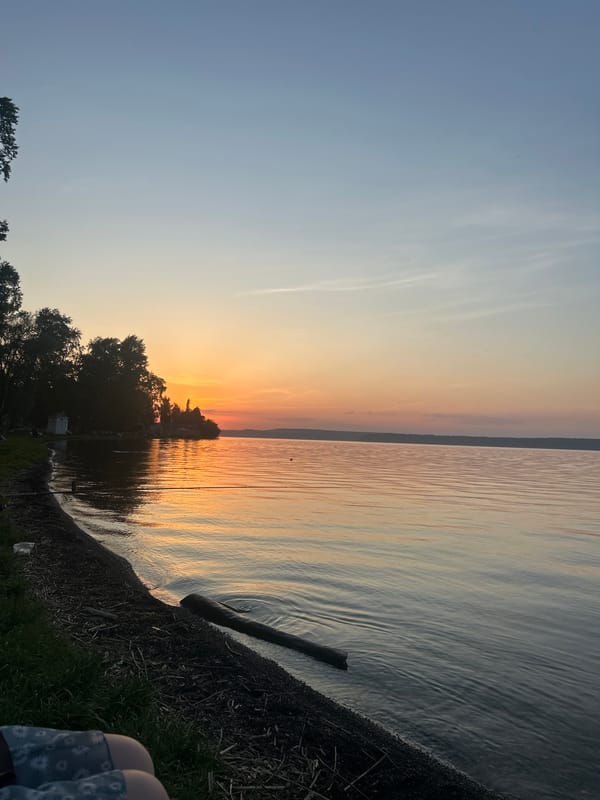 Sunset observed over water near Votkinsk, Russia