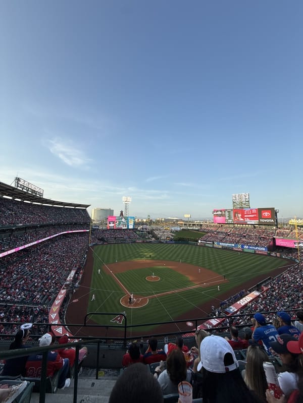 Baseball game draws packed crowd at Angel Stadium