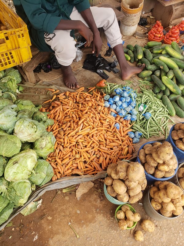 Busy produce market in Television, Kaduna, Nigeria