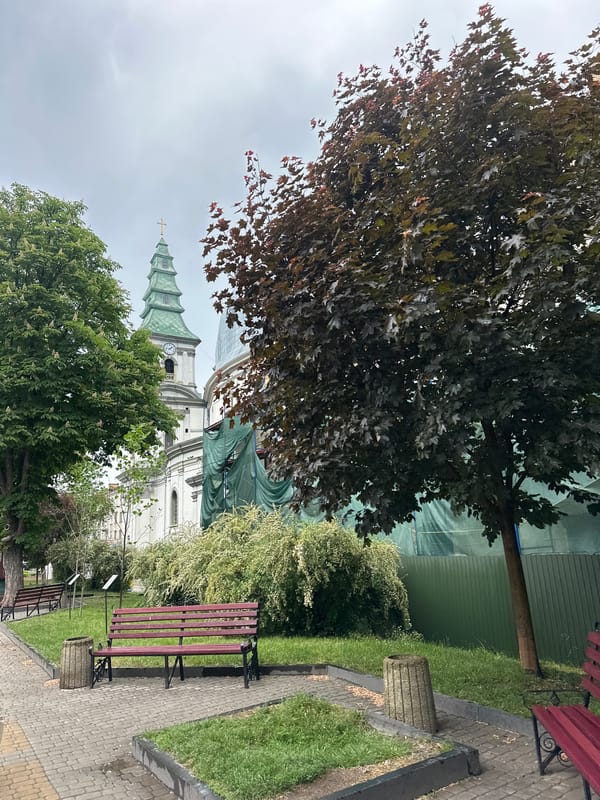 Witness documents monuments and street scenes in Ternopil, Ukraine