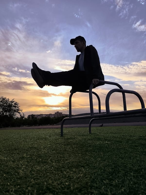 Calisthenics and staff freestyle in a Karaganda park
